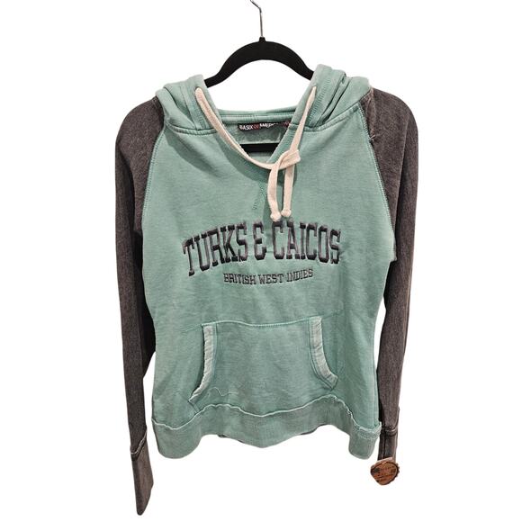 Turks & Caicos Classic Pullover Hoodie NWT Med. Unisex Sweatshirt Mint Charcoal - Picture 1 of 5